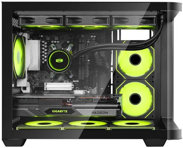 Alt view image 2 of 7 - YEAH MAGIC Gaming PC AMD Ryzen 7 9700X Zen5 NVIDIA GeForce RTX 5060Ti 16GB 32GB 6000MHz DDR5 1TB NVME M.2 SSD 360MM AIO Liquid Cooling WiFi/AC Windows 11 Home Full Clear-Side Desktop PC