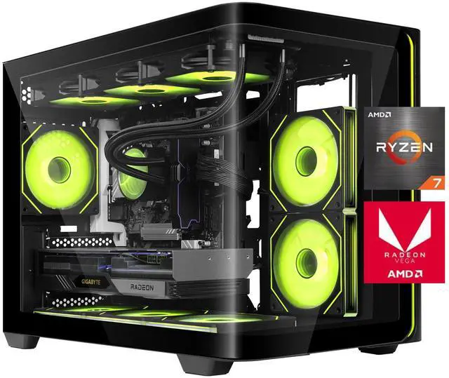 Main image of YEAH MAGIC Gaming PC AMD Ryzen 7 9700X Zen5 NVIDIA GeForce RTX 5060Ti 16GB 32GB 6000MHz DDR5 1TB NVME M.2 SSD 360MM AIO Liquid Cooling WiFi/AC Windows 11 Home Full Clear-Side Desktop PC