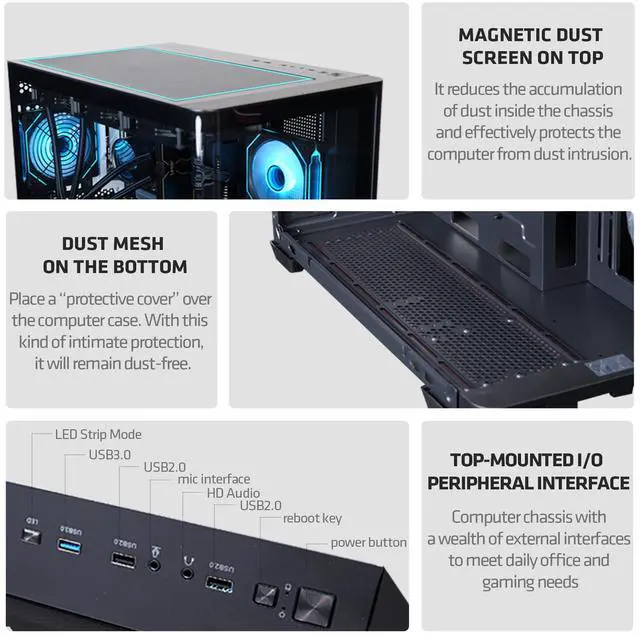 Alt view image 7 of 7 - YEAH MAGIC Gaming PC AMD Ryzen 7 9700X Zen5 NVIDIA GeForce RTX 5060Ti 16GB 32GB 6000MHz DDR5 1TB NVME M.2 SSD 360MM AIO Liquid Cooling WiFi/AC Windows 11 Home Full Clear-Side Desktop PC