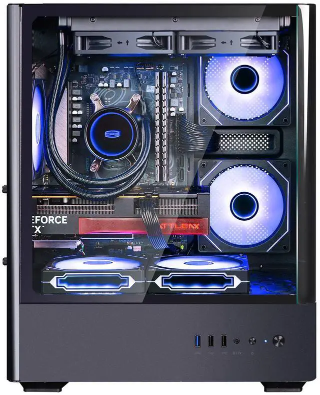 Alt view image 2 of 7 - YEAH MAGIC Arcane Z1 Gaming Desktop, Ryzen 7 5700X, NVIDIA RTX 5060 ,32GB DDR4 RAM, 1TB M.2 NVMe SSD ,Windows 11 home,WIFI, Liquid Cooler , ARGB Fans , Pc for Gaming Design Office , Prebuilt Gaming Pc