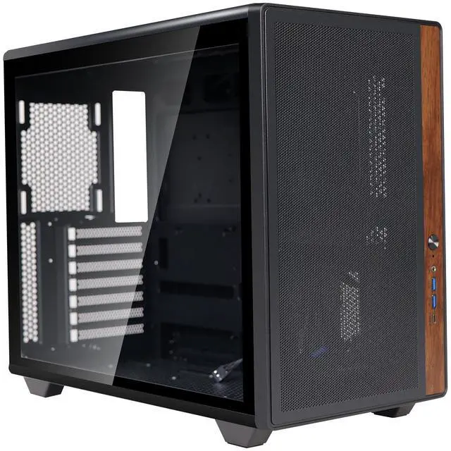 Main image of YEAH MAGIC - Star Trails X ATX Mid-Tower PC Gaming Case,High-Airflow,Front Panel with Walnut Wood,Tempered Glass Window,Black