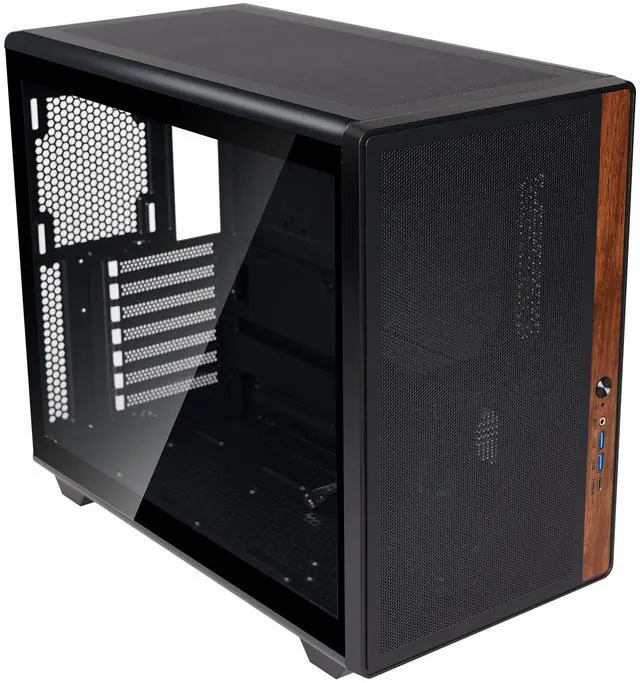 Alt view image 2 of 7 - YEAH MAGIC - Star Trails X ATX Mid-Tower PC Gaming Case,High-Airflow,Front Panel with Walnut Wood,Tempered Glass Window,Black