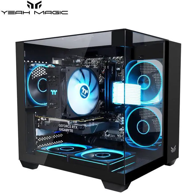 Alt view image 4 of 7 - YEAH MAGIC Astral X1 Pro Gaming PC,AMD Ryzen 5 5500 CPU, GeForce RTX 3050 6GB GPU, 1TB NVME SSD, 16GB DDR4 RAM 3200MHz, 650W PSU, 5 ARGB Fans, Windows 11 Home 64-bit WIFI Gaming Desktop PC