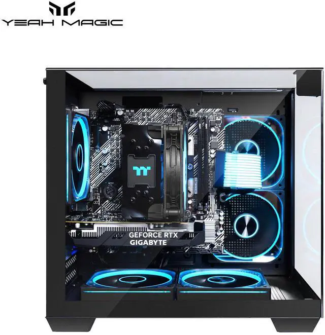 Alt view image 3 of 7 - YEAH MAGIC Astral X1 Pro Gaming PC,AMD Ryzen 5 5500 CPU, GeForce RTX 3050 6GB GPU, 1TB NVME SSD, 16GB DDR4 RAM 3200MHz, 650W PSU, 5 ARGB Fans, Windows 11 Home 64-bit WIFI Gaming Desktop PC