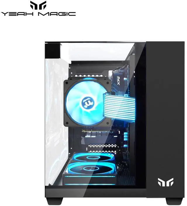 Alt view image 2 of 7 - YEAH MAGIC Astral X1 Pro Gaming PC,AMD Ryzen 5 5500 CPU, GeForce RTX 3050 6GB GPU, 1TB NVME SSD, 16GB DDR4 RAM 3200MHz, 650W PSU, 5 ARGB Fans, Windows 11 Home 64-bit WIFI Gaming Desktop PC