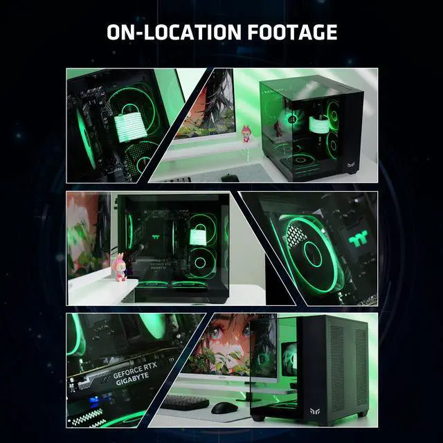 Alt view image 7 of 7 - YEAH MAGIC Astral X1 Pro Gaming PC,AMD Ryzen 5 5500 CPU, GeForce RTX 3050 6GB GPU, 1TB NVME SSD, 16GB DDR4 RAM 3200MHz, 650W PSU, 5 ARGB Fans, Windows 11 Home 64-bit WIFI Gaming Desktop PC