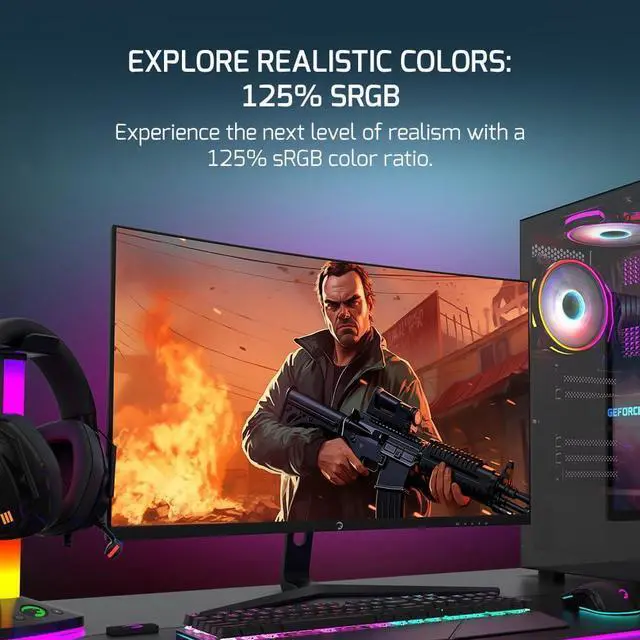 Alt view image 6 of 6 - GAMEPOWER V80 27 0.5ms Response Time, 280Hz Refresh Rate, Curved FHD 1920 * 1080, R1500 Curve, RGB Lighting, VA panel,%125 sRGB Colored Gaming Monitor