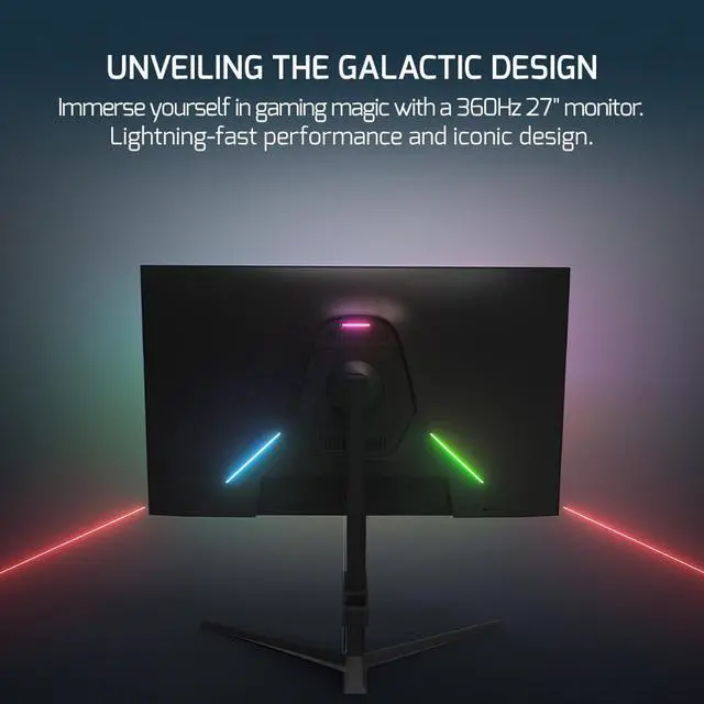 Alt view image 4 of 7 - GAMEPOWER Rapid 27 inch 1ms 360Hz 1080p Gaming Monitor - Flat IPS, HDR10 Height/Tilt/Swivel/Pivot Adjustable RGB Anti-Glare Display, HDMI/DP/USB, FreeSync, G-Sync, 350 cd/m² Bright LEDs, Laser Logo