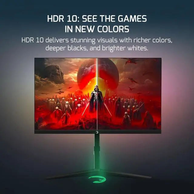 Alt view image 2 of 7 - GAMEPOWER Rapid 27 inch 1ms 360Hz 1080p Gaming Monitor - Flat IPS, HDR10 Height/Tilt/Swivel/Pivot Adjustable RGB Anti-Glare Display, HDMI/DP/USB, FreeSync, G-Sync, 350 cd/m² Bright LEDs, Laser Logo