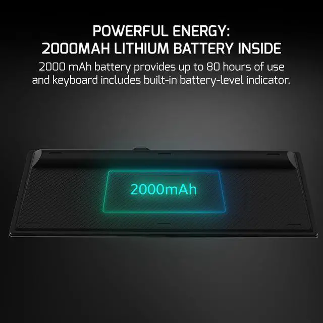 Alt view image 6 of 7 - GAMEPOWER EVA 7 TKL Mechanical Gaming Keyboard, 87 Keys, Wireless, Wired, Bluetooth, Triple connectivity, Tactile Blue switches, RGB Backlight, 2000mah Battery, 80 Hours Wireless use, Black