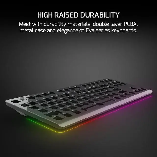 Alt view image 7 of 7 - GAMEPOWER EVA 7 TKL Mechanical Gaming Keyboard, 87 Keys, Wireless, Wired, Bluetooth, Triple connectivity, Tactile Blue switches, RGB Backlight, 2000mah Battery, 80 Hours Wireless use, Black