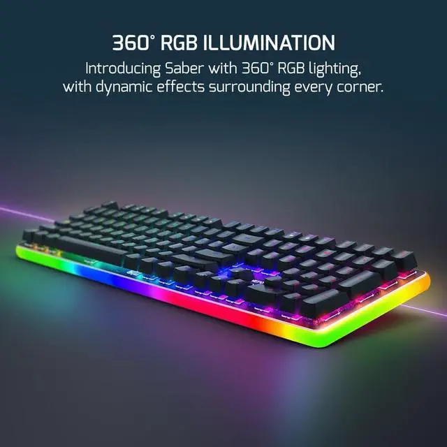 Alt view image 3 of 7 - GAMEPOWER Saber RGB Mechanical Gaming Keyboard, 108 Full Anti Ghosting Keys, Leather Hand Rest, Macro, Outemu Blue Switch