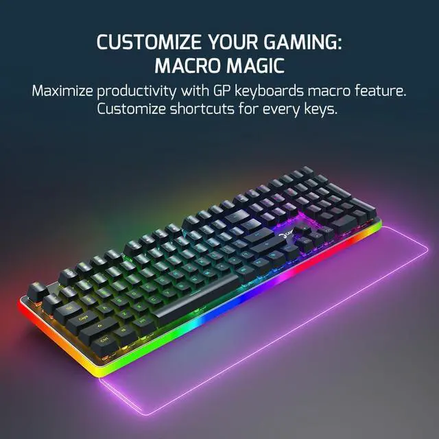 Alt view image 2 of 7 - GAMEPOWER Saber RGB Mechanical Gaming Keyboard, 108 Full Anti Ghosting Keys, Leather Hand Rest, Macro, Outemu Blue Switch