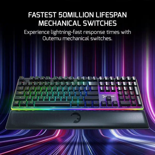 Alt view image 6 of 7 - GAMEPOWER Saber RGB Mechanical Gaming Keyboard, 108 Full Anti Ghosting Keys, Leather Hand Rest, Macro, Outemu Blue Switch