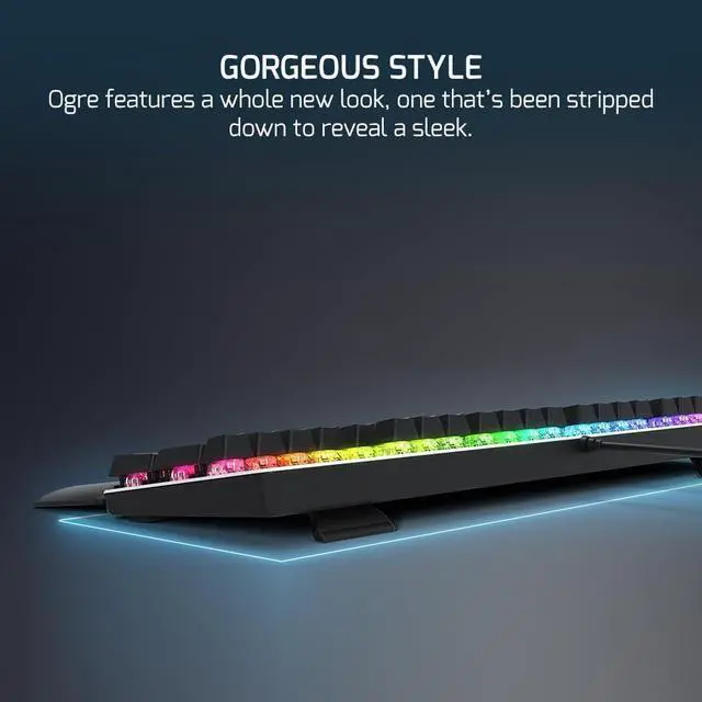 Alt view image 12 of 16 - GAMEPOWER Ogre RGB Mechanical Gaming Keyboard, 104 Full Anti Ghosting Keys, Leather Hand Rest, Macro, Outemu Blue Switch, Black