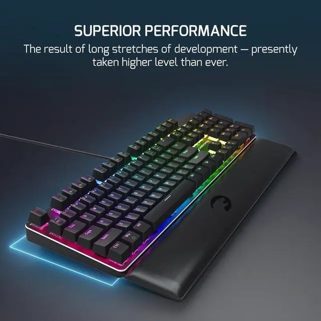 Alt view image 18 of 20 - GAMEPOWER Ogre RGB Mechanical Gaming Keyboard, 104 Full Anti Ghosting Keys, Leather Hand Rest, Macro, Outemu Red Switch - Black