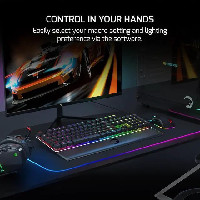 Alt view image 20 of 20 - GAMEPOWER Ogre RGB Mechanical Gaming Keyboard, 104 Full Anti Ghosting Keys, Leather Hand Rest, Macro, Outemu Red Switch - Black