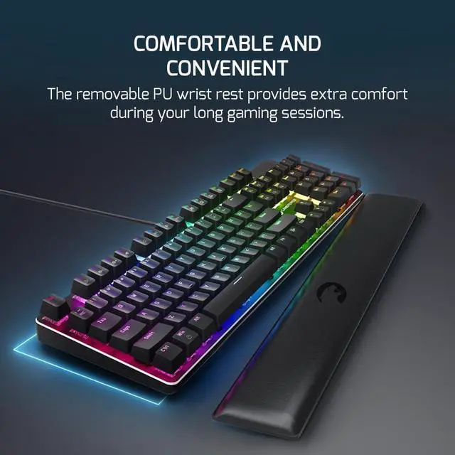 Alt view image 19 of 20 - GAMEPOWER Ogre RGB Mechanical Gaming Keyboard, 104 Full Anti Ghosting Keys, Leather Hand Rest, Macro, Outemu Red Switch - Black