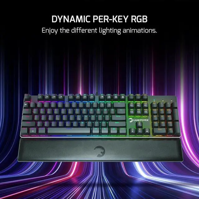Alt view image 15 of 20 - GAMEPOWER Ogre RGB Mechanical Gaming Keyboard, 104 Full Anti Ghosting Keys, Leather Hand Rest, Macro, Outemu Red Switch - Black
