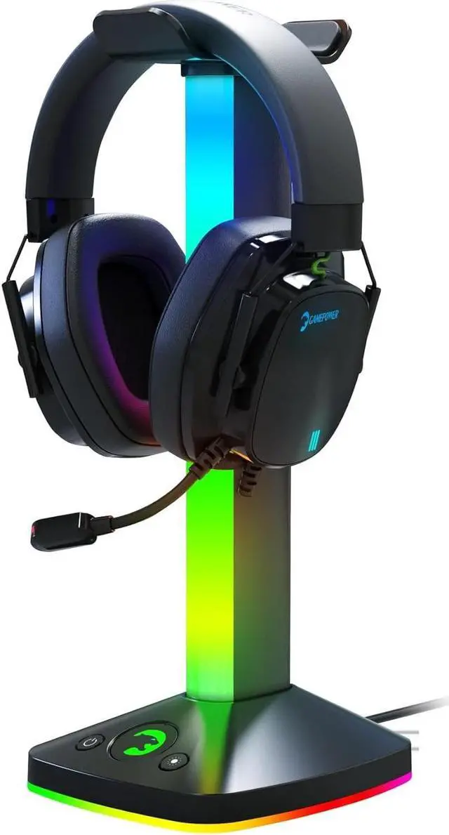 Main image of GAMEPOWER EliteRack Aluminium Gaming Headset Stand with RGB LED Light