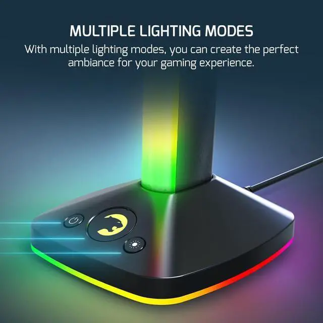 Alt view image 6 of 6 - GAMEPOWER EliteRack Aluminium Gaming Headset Stand with RGB LED Light