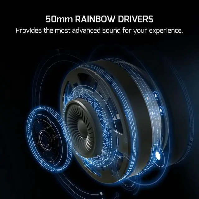 Alt view image 4 of 7 - GAMEPOWER Fujin USB Gaming Headset - 7.1 Virtual Surround Sound, Wired RGB Led Headphones with 50MM Drivers, Comfort Design, 360 Spatial Audio, Noise Cancelling Mic PC, Laptop, Black