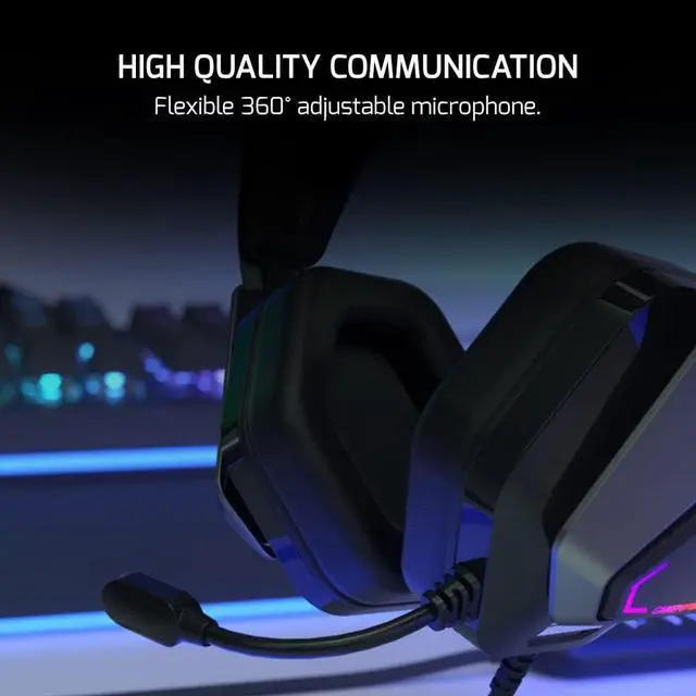 Alt view image 7 of 7 - GAMEPOWER Fujin USB Gaming Headset - 7.1 Virtual Surround Sound, Wired RGB Led Headphones with 50MM Drivers, Comfort Design, 360 Spatial Audio, Noise Cancelling Mic PC, Laptop, Black