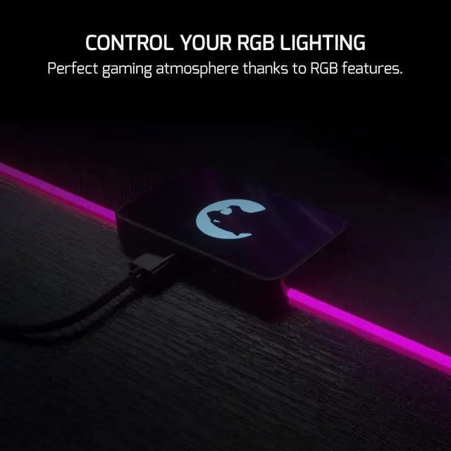 Alt view image 3 of 6 - GAMEPOWER GP700 Premium XL RGB Gaming Mouse Pad - Large LED Desk Mat with Water Resistance, Anti-Slip Rubber Base, 14 Lighting Modes, 15.75x15.75 inch, 700x300x4mm, Thick Mousepad, Black