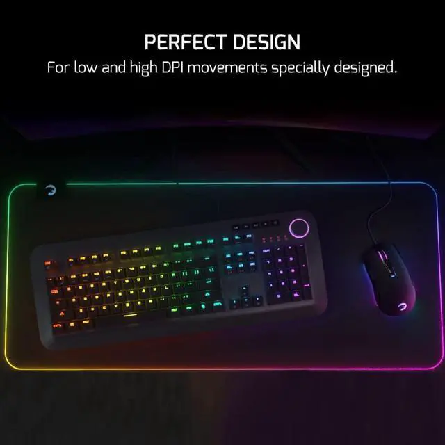 Alt view image 5 of 6 - GAMEPOWER GP700 Premium XL RGB Gaming Mouse Pad - Large LED Desk Mat with Water Resistance, Anti-Slip Rubber Base, 14 Lighting Modes, 15.75x15.75 inch, 700x300x4mm, Thick Mousepad, Black