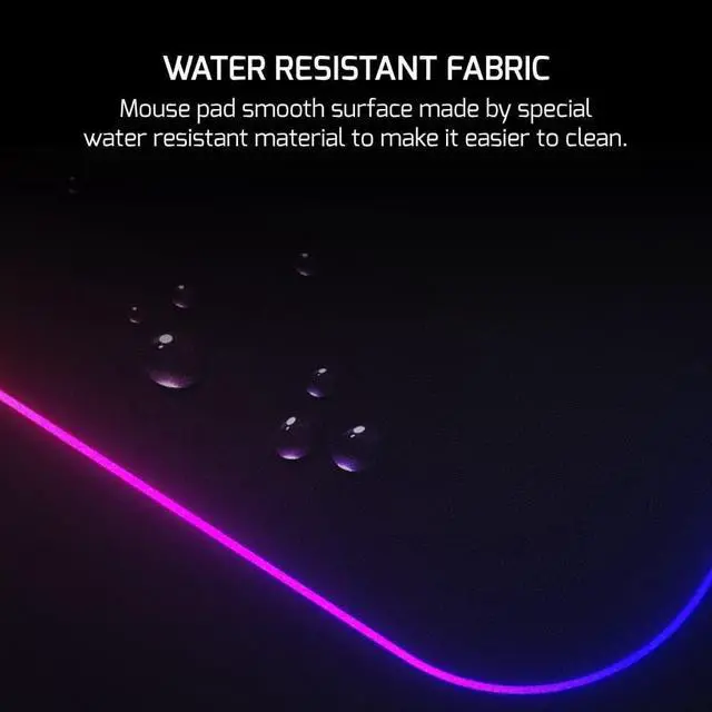 Alt view image 2 of 6 - GAMEPOWER GP700 Premium XL RGB Gaming Mouse Pad - Large LED Desk Mat with Water Resistance, Anti-Slip Rubber Base, 14 Lighting Modes, 15.75x15.75 inch, 700x300x4mm, Thick Mousepad, Black