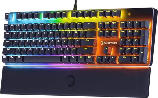 Alt view image 14 of 20 - GAMEPOWER Ogre RGB Mechanical Gaming Keyboard, 104 Full Anti Ghosting Keys, Leather Hand Rest, Macro, Outemu Red Switch - Black