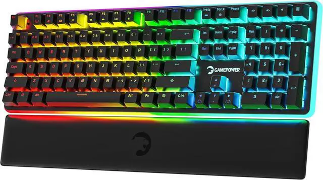 Main image of GAMEPOWER Saber RGB Mechanical Gaming Keyboard, 108 Full Anti Ghosting Keys, Leather Hand Rest, Macro, Outemu Blue Switch