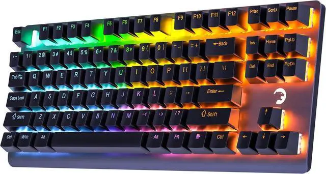 Main image of GAMEPOWER EVA 7 TKL Mechanical Gaming Keyboard, 87 Keys, Wireless, Wired, Bluetooth, Triple connectivity, Tactile Blue switches, RGB Backlight, 2000mah Battery, 80 Hours Wireless use, Black