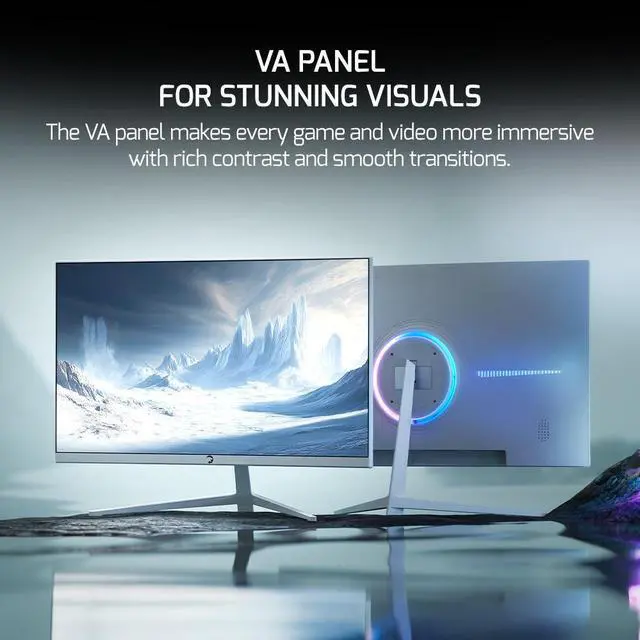 Alt view image 2 of 7 - GAMEPOWER T40 23.6 Inch Curved White Gaming Monitor, 180Hz 1080p Display, 0.5ms Response Time, VA Panel, AMD FreeSync, HDR Support, 125% sRGB, RGB Backlight, Dual Speakers, Zero Frame Design, HDMI/DP