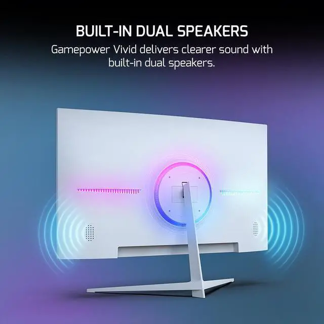 Alt view image 3 of 7 - GAMEPOWER T40 23.6 Inch Curved White Gaming Monitor, 180Hz 1080p Display, 0.5ms Response Time, VA Panel, AMD FreeSync, HDR Support, 125% sRGB, RGB Backlight, Dual Speakers, Zero Frame Design, HDMI/DP