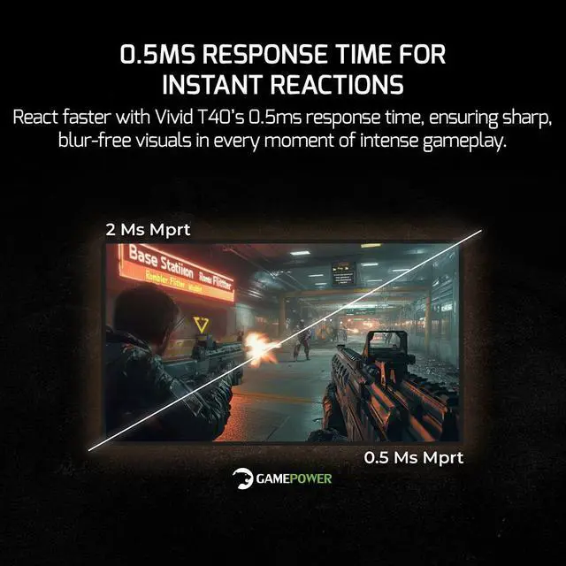 Alt view image 5 of 7 - GAMEPOWER T40 23.6 Inch Curved White Gaming Monitor, 180Hz 1080p Display, 0.5ms Response Time, VA Panel, AMD FreeSync, HDR Support, 125% sRGB, RGB Backlight, Dual Speakers, Zero Frame Design, HDMI/DP