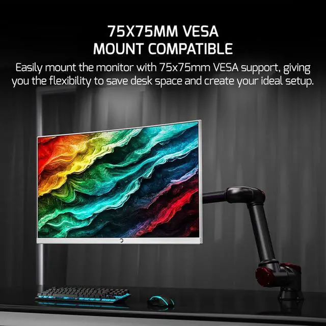 Alt view image 7 of 7 - GAMEPOWER T40 23.6 Inch Curved White Gaming Monitor, 180Hz 1080p Display, 0.5ms Response Time, VA Panel, AMD FreeSync, HDR Support, 125% sRGB, RGB Backlight, Dual Speakers, Zero Frame Design, HDMI/DP