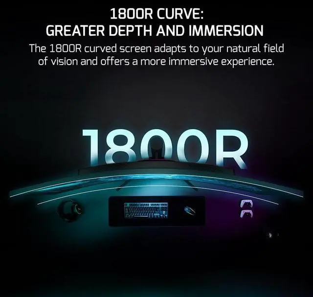 Alt view image 2 of 7 - GAMEPOWER DQ 49 inch Curved Ultrawide Gaming Monitor, 5K, 1Ms, 120Hz Refresh Rate, 32:9, DQHD, 5120 x 1440P, R1800, 99% sRGB, HDR400, DisplayPort, Type-C, FreeSync, Gsync, Height - Tilt Adjustable