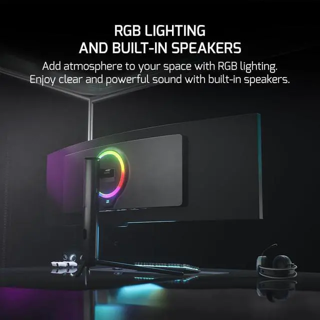 Alt view image 6 of 7 - GAMEPOWER DQ 49 inch Curved Ultrawide Gaming Monitor, 5K, 1Ms, 120Hz Refresh Rate, 32:9, DQHD, 5120 x 1440P, R1800, 99% sRGB, HDR400, DisplayPort, Type-C, FreeSync, Gsync, Height - Tilt Adjustable