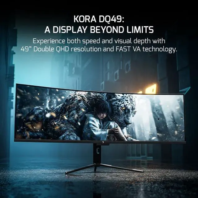 Alt view image 5 of 7 - GAMEPOWER DQ 49 inch Curved Ultrawide Gaming Monitor, 5K, 1Ms, 120Hz Refresh Rate, 32:9, DQHD, 5120 x 1440P, R1800, 99% sRGB, HDR400, DisplayPort, Type-C, FreeSync, Gsync, Height - Tilt Adjustable