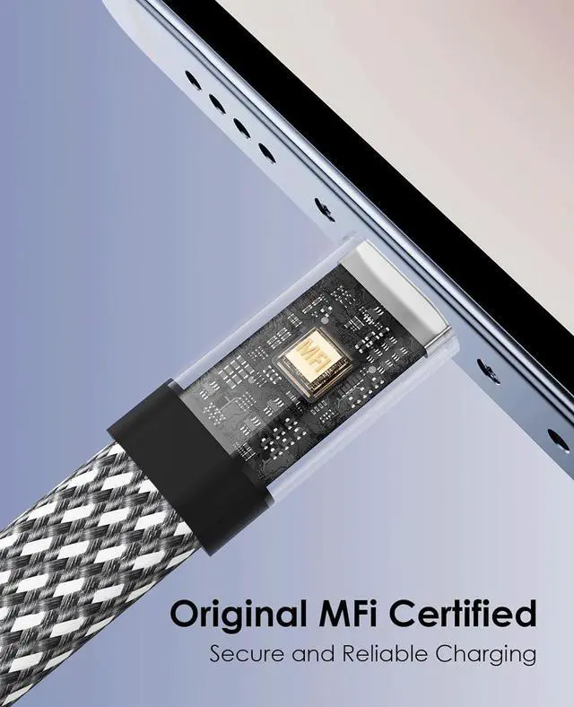 Alt view image 6 of 7 - Magtame Magnetic Lightning Cable, Coiled iPhone Charger Cord Braided iPhone Charging Cable, MFi Certified Compatible with iPhone 14 13 13Pro 12 11 Max XS XR X 8 7 SE Flat Silver 5 ft.