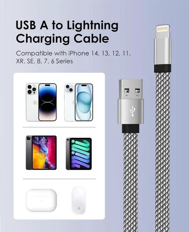 Alt view image 7 of 7 - Magtame Magnetic Lightning Cable, Coiled iPhone Charger Cord Braided iPhone Charging Cable, MFi Certified Compatible with iPhone 14 13 13Pro 12 11 Max XS XR X 8 7 SE Flat Silver 5 ft.