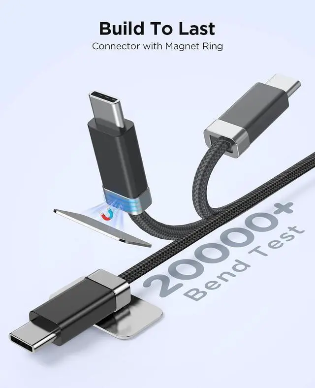 Alt view image 5 of 7 - Magtame Magnetic StayCable USB A to USB C Cable with Cord Holder 2Pack(3.3FT and 5FT) for Home Car Desk Cable Management, Black