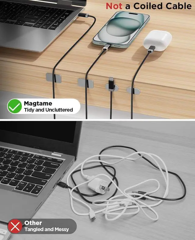 Alt view image 2 of 7 - Magtame Magnetic StayCable USB A to USB C Cable with Cord Holder 2Pack(3.3FT and 5FT) for Home Car Desk Cable Management, Black