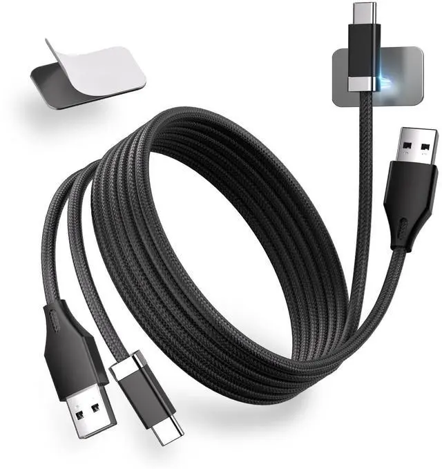 Main image of Magtame Magnetic StayCable USB A to USB C Cable with Cord Holder 2Pack(3.3FT and 5FT) for Home Car Desk Cable Management, Black