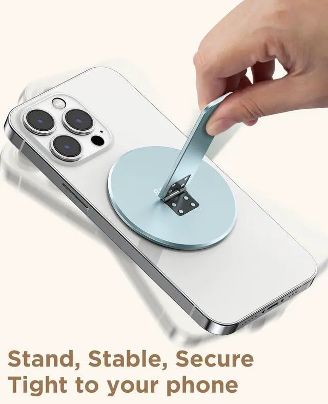 Alt view image 6 of 7 - Magtame Magnetic Phone Holder Kickstand, 3 in 1 Snap-on Phone Stand, Holder & Grip for MagSafe, Blue
