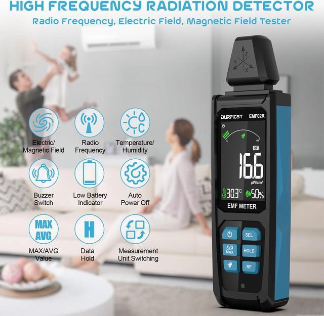 Alt view image 2 of 7 - DURFICST EMF Meter, 5 in 1 Rechargeable Digital Electromagnetic Field Radiation Detector for EF, RF, MF and WiFi Signal, Suitable for 5G, Cell Towers, Smart Meters, WiFi, Bluetooth