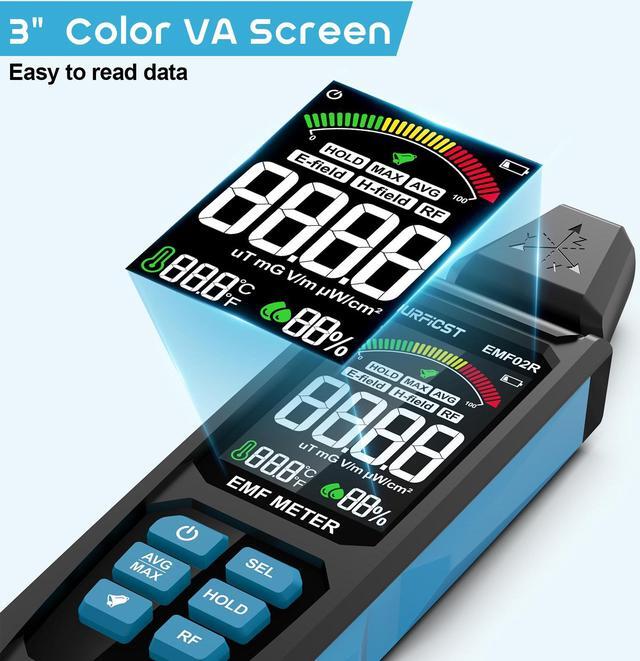 Alt view image 6 of 7 - DURFICST EMF Meter, 5 in 1 Rechargeable Digital Electromagnetic Field Radiation Detector for EF, RF, MF and WiFi Signal, Suitable for 5G, Cell Towers, Smart Meters, WiFi, Bluetooth