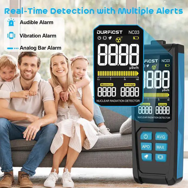 Alt view image 3 of 7 - DURFICST Geiger Counter, Nuclear Detector, 3" HD Color Screen Radiation Dosimeter, 1000mAH Rechargeable, Portable X// Radiation Monitor with Intelligent Alarms