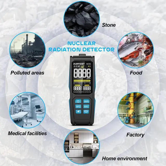 Alt view image 4 of 7 - DURFICST Geiger Counter, Nuclear Detector, 3" HD Color Screen Radiation Dosimeter, 1000mAH Rechargeable, Portable X// Radiation Monitor with Intelligent Alarms